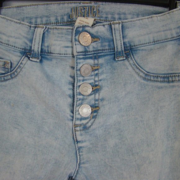 Justice High Rise Jeggings size 12 Jeans Button Fly Distressed - Picture 2 of 9
